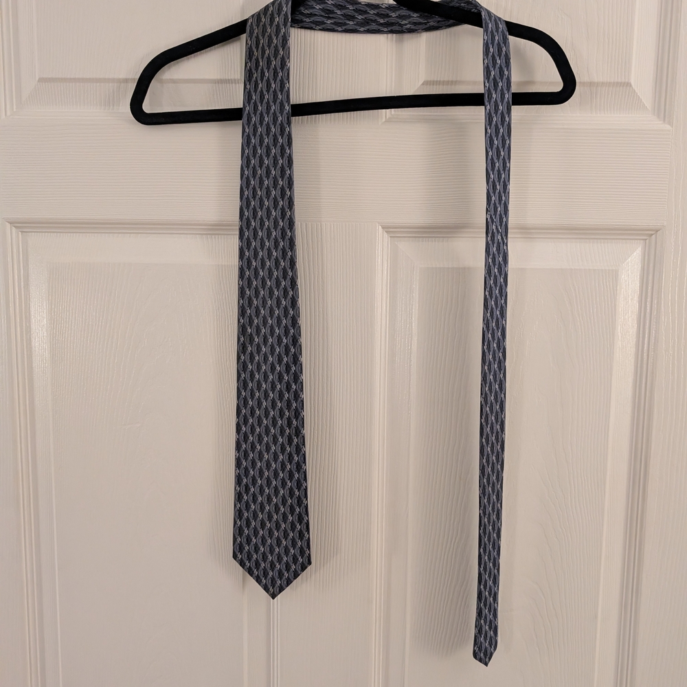 Via Europa Stylish Blue and Gray Patterned Tie 100% Silk